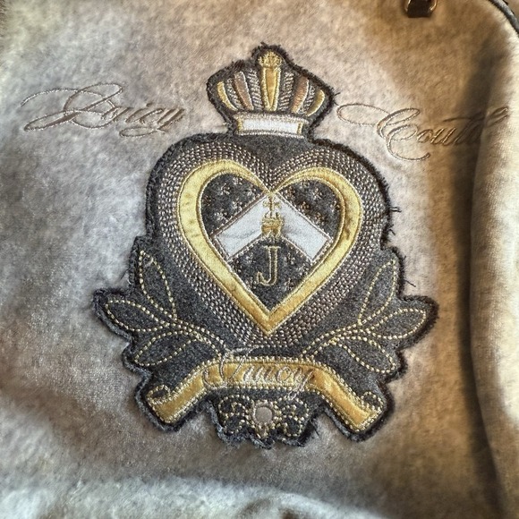 Y2K JUICY COUTURE Gray Velour BACKPACK Bookbag Crown School Work main image 8